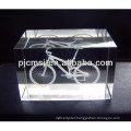 2015 K9 crystal cube with 3D bicycle laser for desk decoration